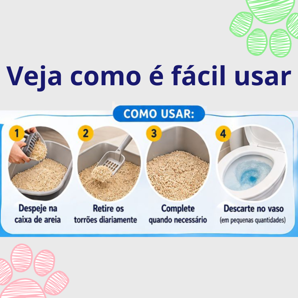 Areia Higienica Natural Tofu Rota do Pet Modo de Usar