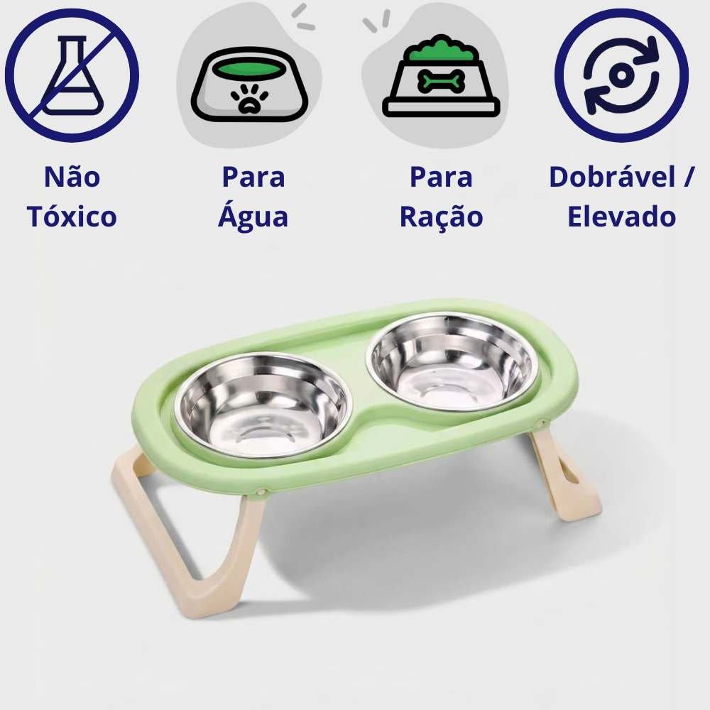 Comedouro Elevado e Dobrável Verde Caminho do Pet Dados